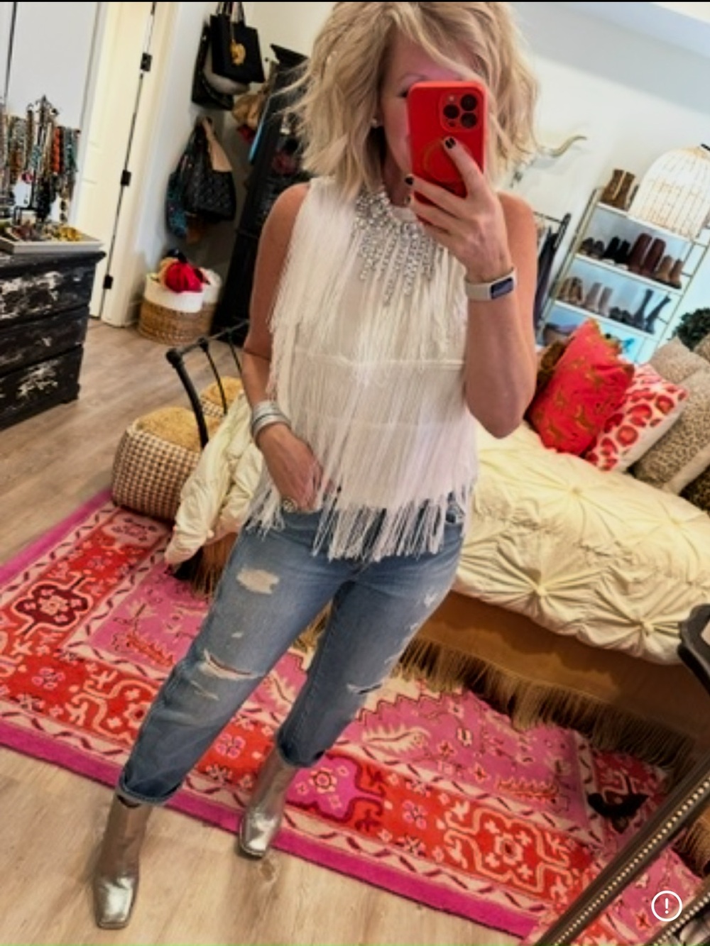 White Fringe SweaterTop